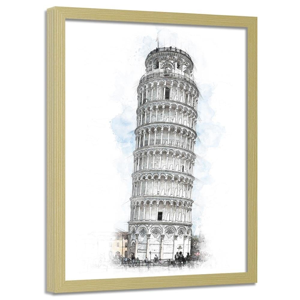Glezna bēšā rāmī - Leaning Tower Grey Home Trends DECO