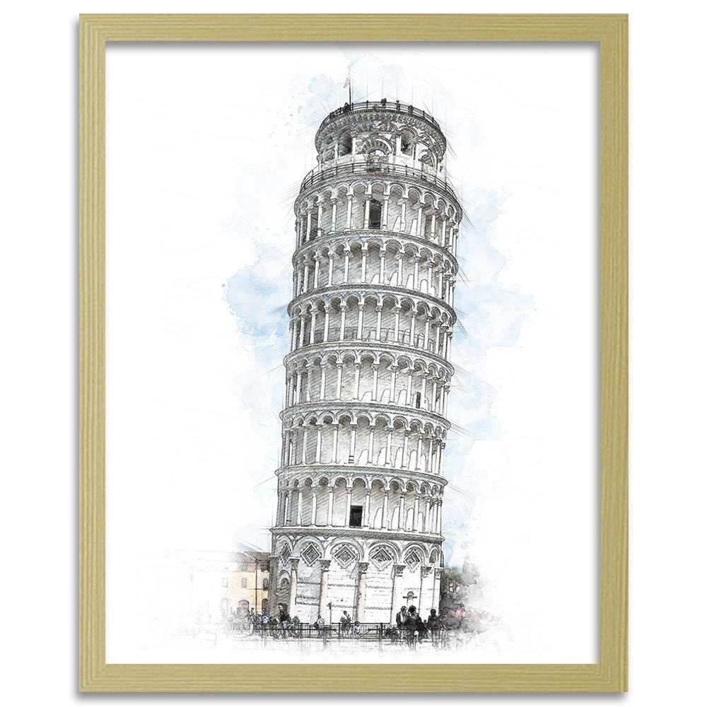 Glezna bēšā rāmī - Leaning Tower Grey Home Trends DECO