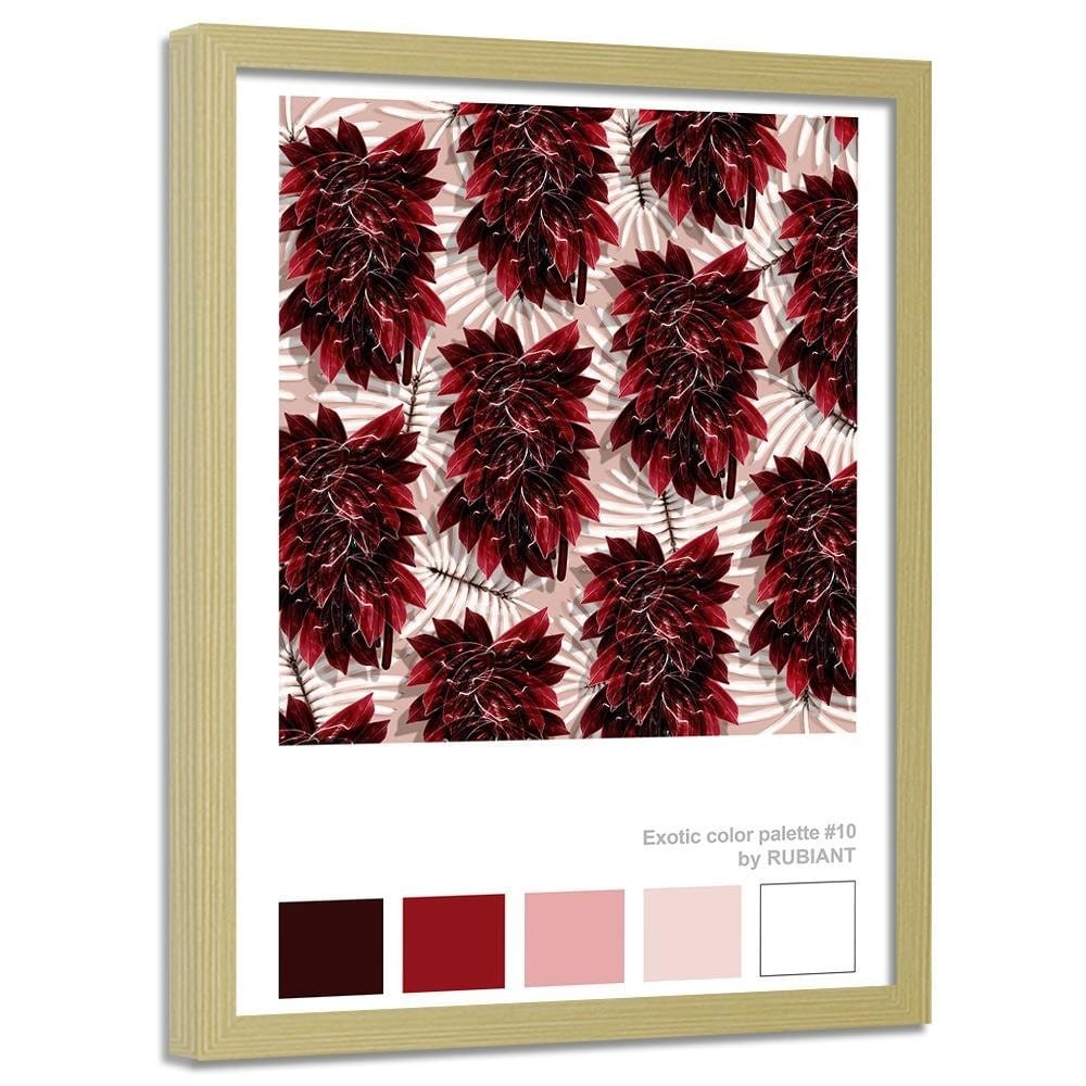 Glezna bēšā rāmī - Leaves Exotic Red Home Trends DECO