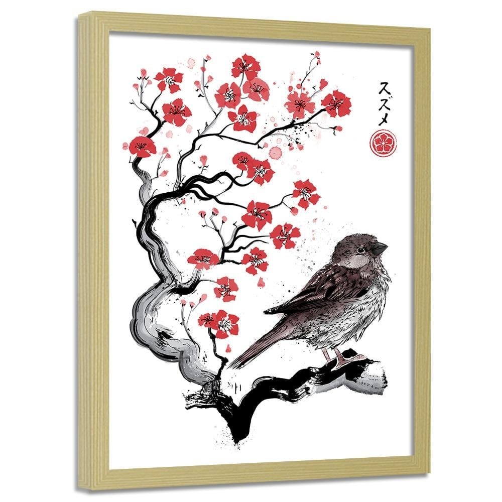 Glezna bēšā rāmī - Little Sparrow Red Home Trends DECO