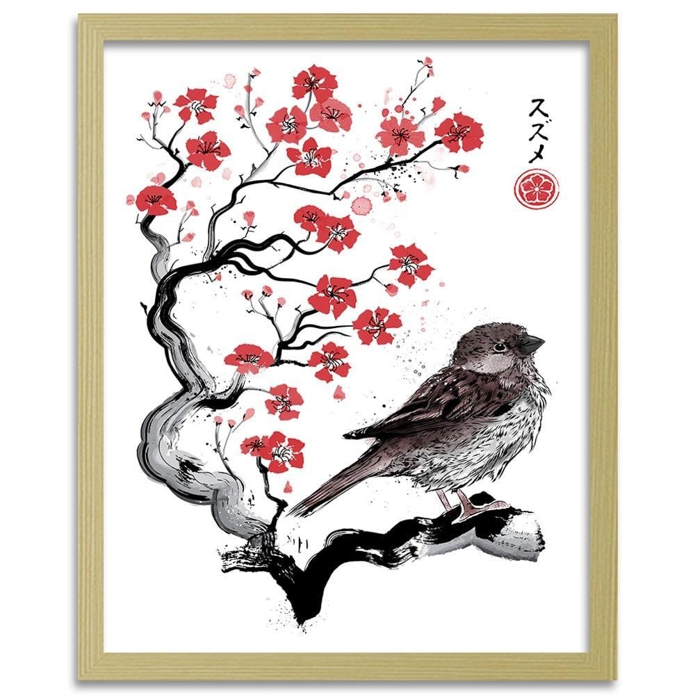 Glezna bēšā rāmī - Little Sparrow Red Home Trends DECO