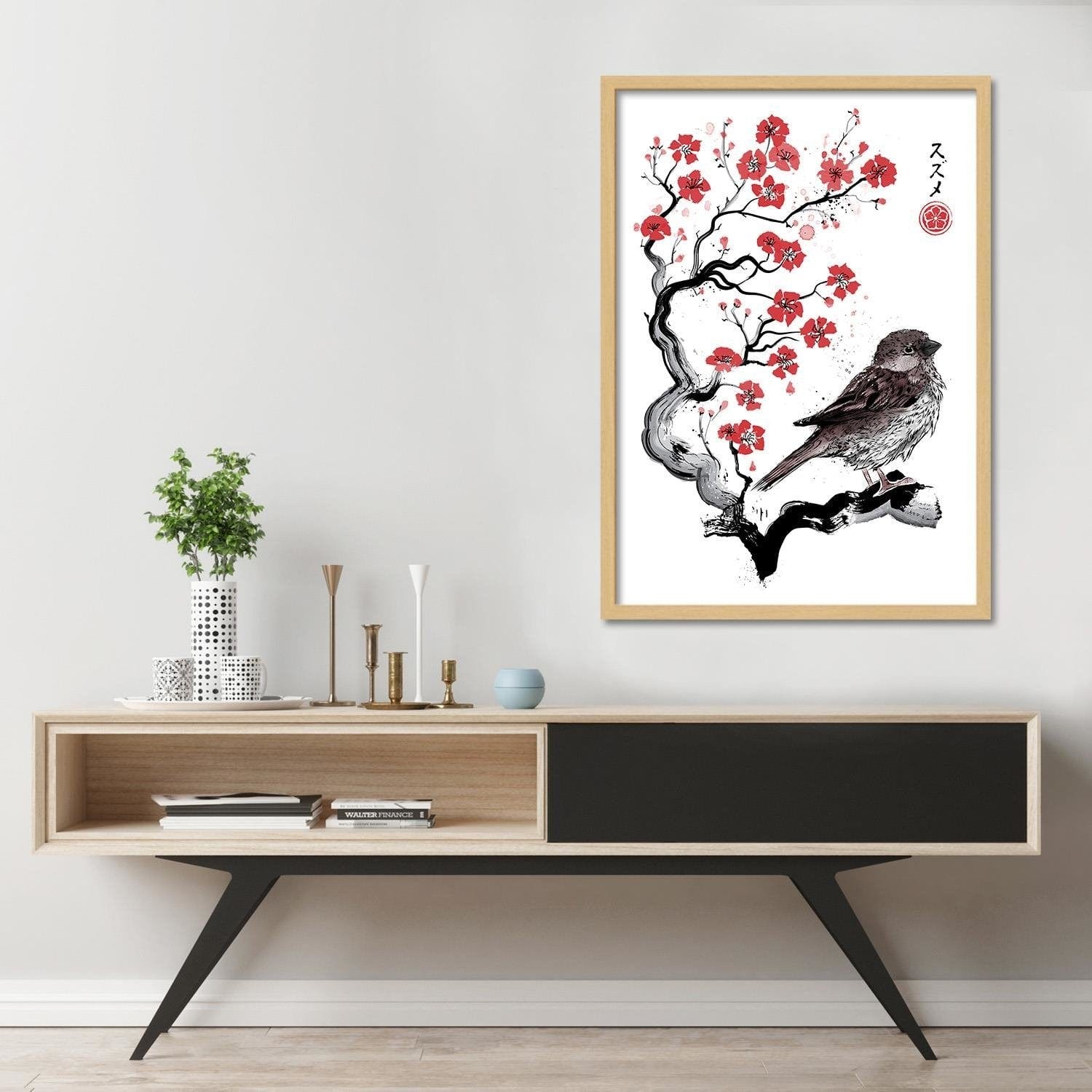 Glezna bēšā rāmī - Little Sparrow Red Home Trends DECO