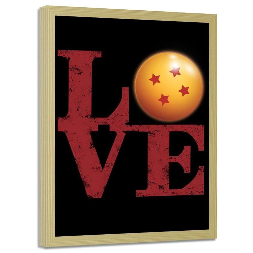 Glezna bēšā rāmī - Love Inscription Red Home Trends DECO