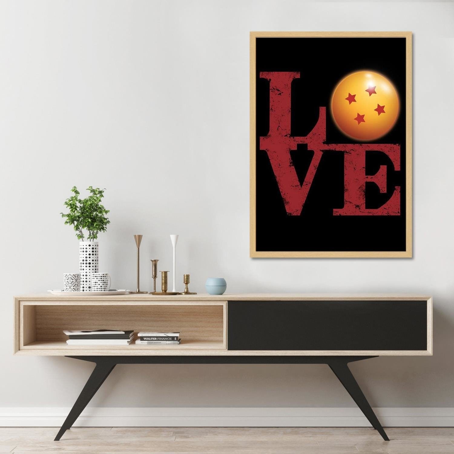 Glezna bēšā rāmī - Love Inscription Red Home Trends DECO