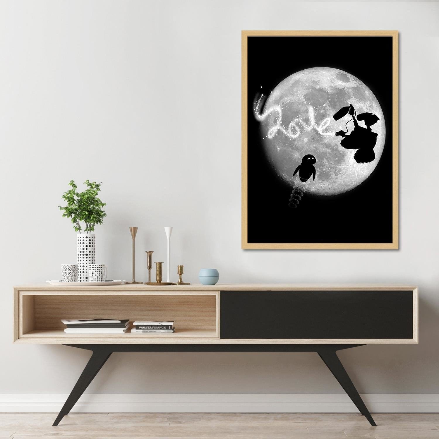 Glezna bēšā rāmī - Love Two Robots Grey Home Trends DECO
