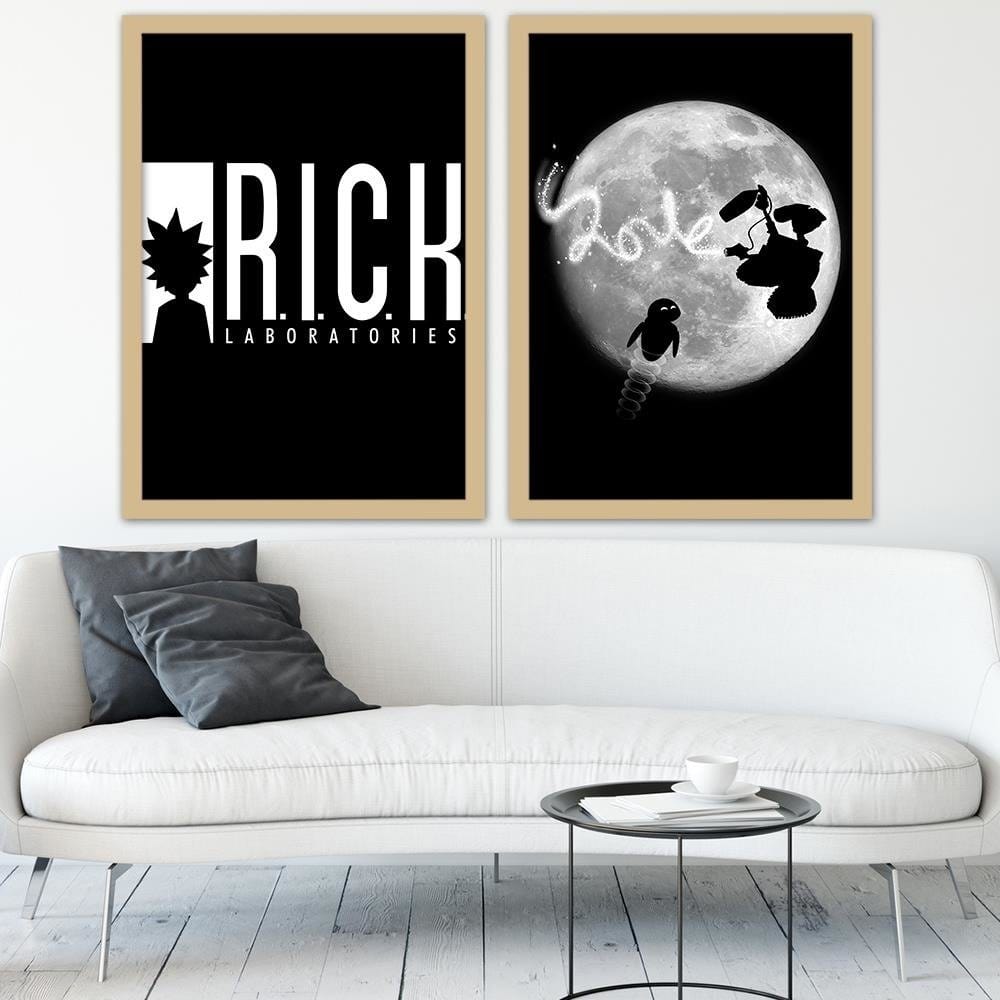 Glezna bēšā rāmī - Love Two Robots Grey Home Trends DECO