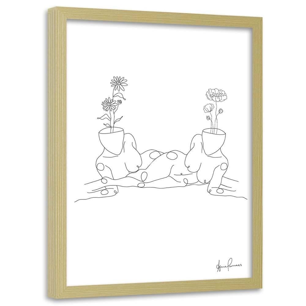 Glezna bēšā rāmī - Lying Down Women Home Trends DECO