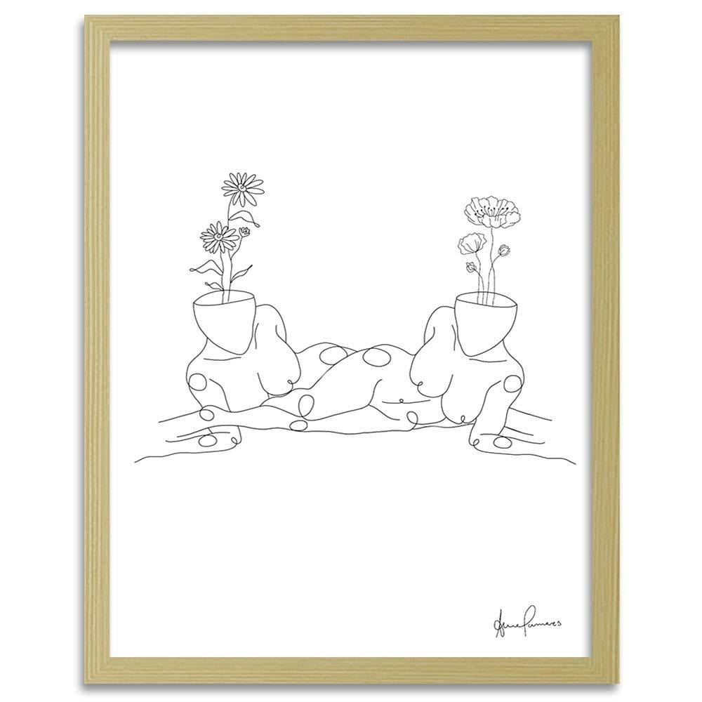 Glezna bēšā rāmī - Lying Down Women Home Trends DECO