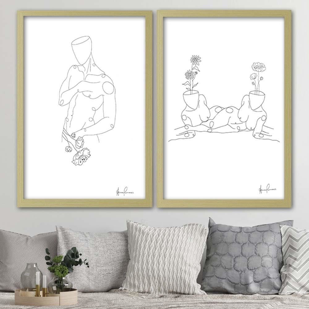 Glezna bēšā rāmī - Lying Down Women Home Trends DECO