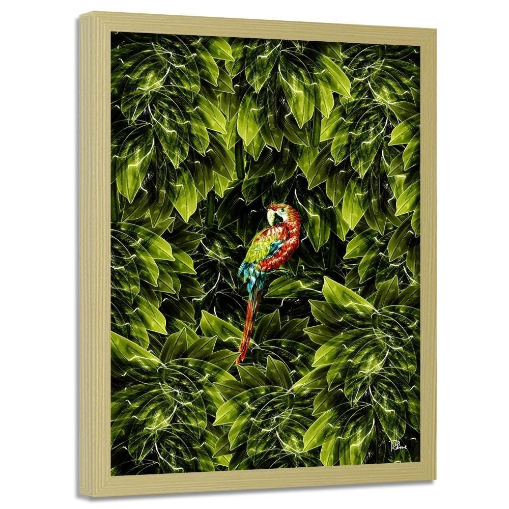 Glezna bēšā rāmī - Macaw Tropical Green Home Trends DECO