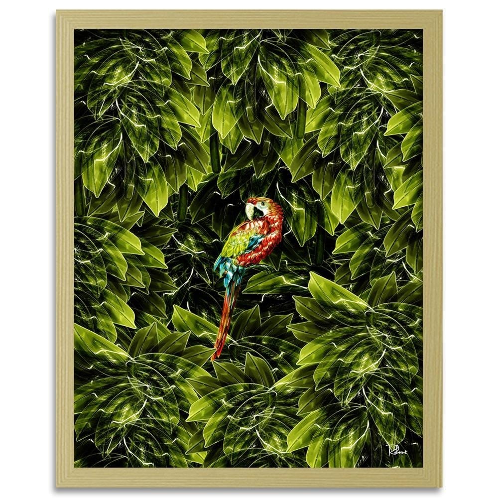 Glezna bēšā rāmī - Macaw Tropical Green Home Trends DECO