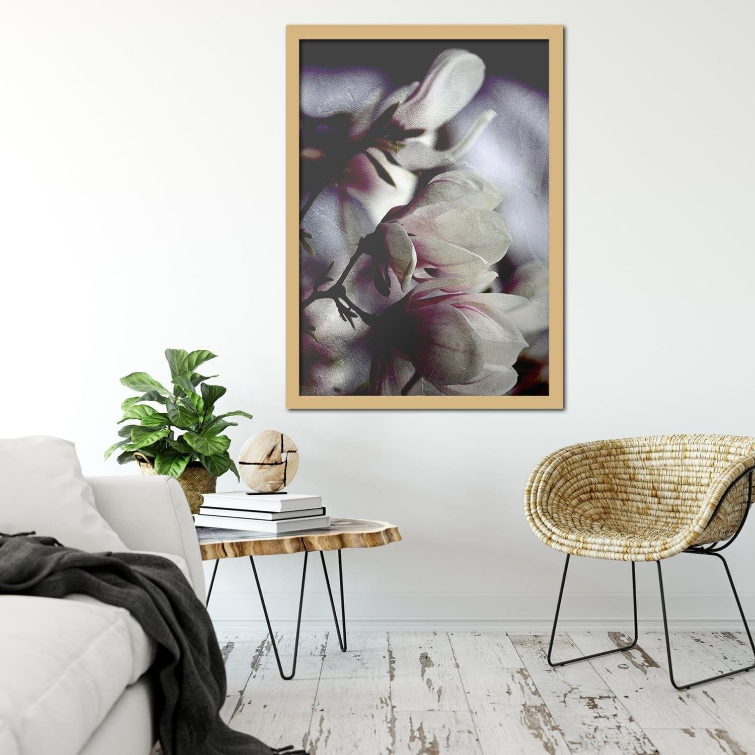 Glezna bēšā rāmī - Magnolia Buds Home Trends DECO
