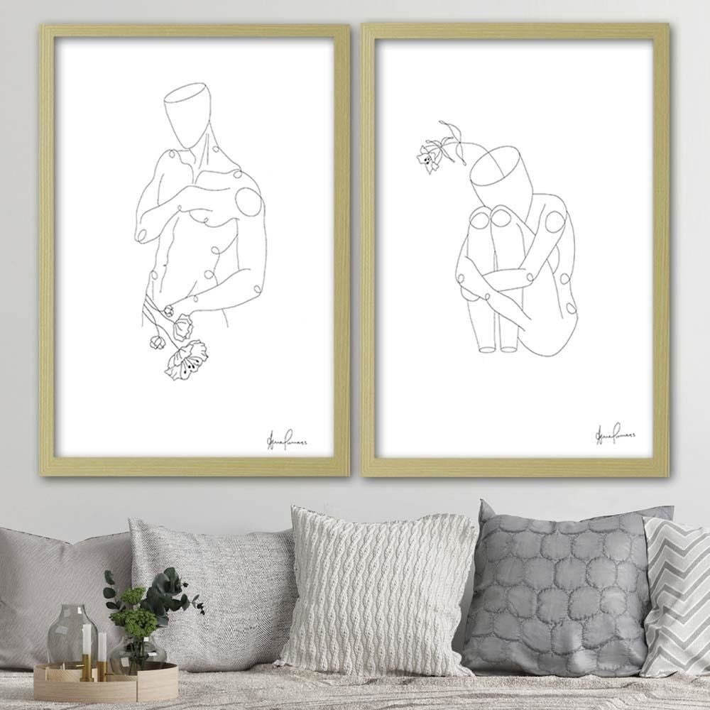 Glezna bēšā rāmī - Man's Figure Of Minimalism Home Trends DECO