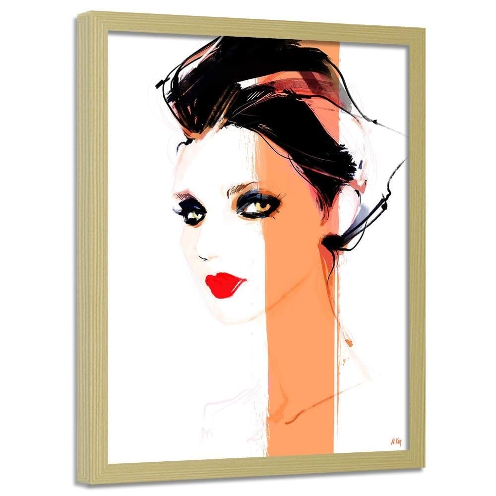 Glezna bēšā rāmī - Minimalist Portrait Home Trends DECO