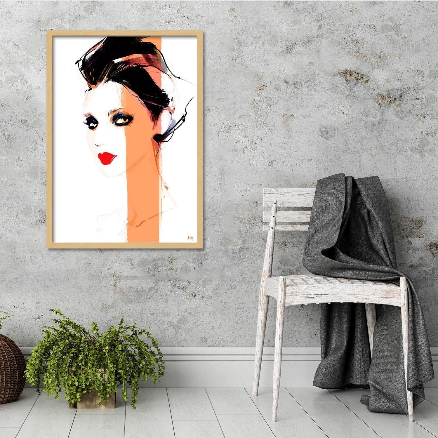 Glezna bēšā rāmī - Minimalist Portrait Home Trends DECO