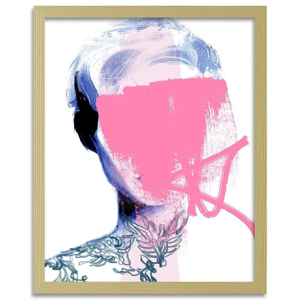 Glezna bēšā rāmī - Model Face Pink Home Trends DECO