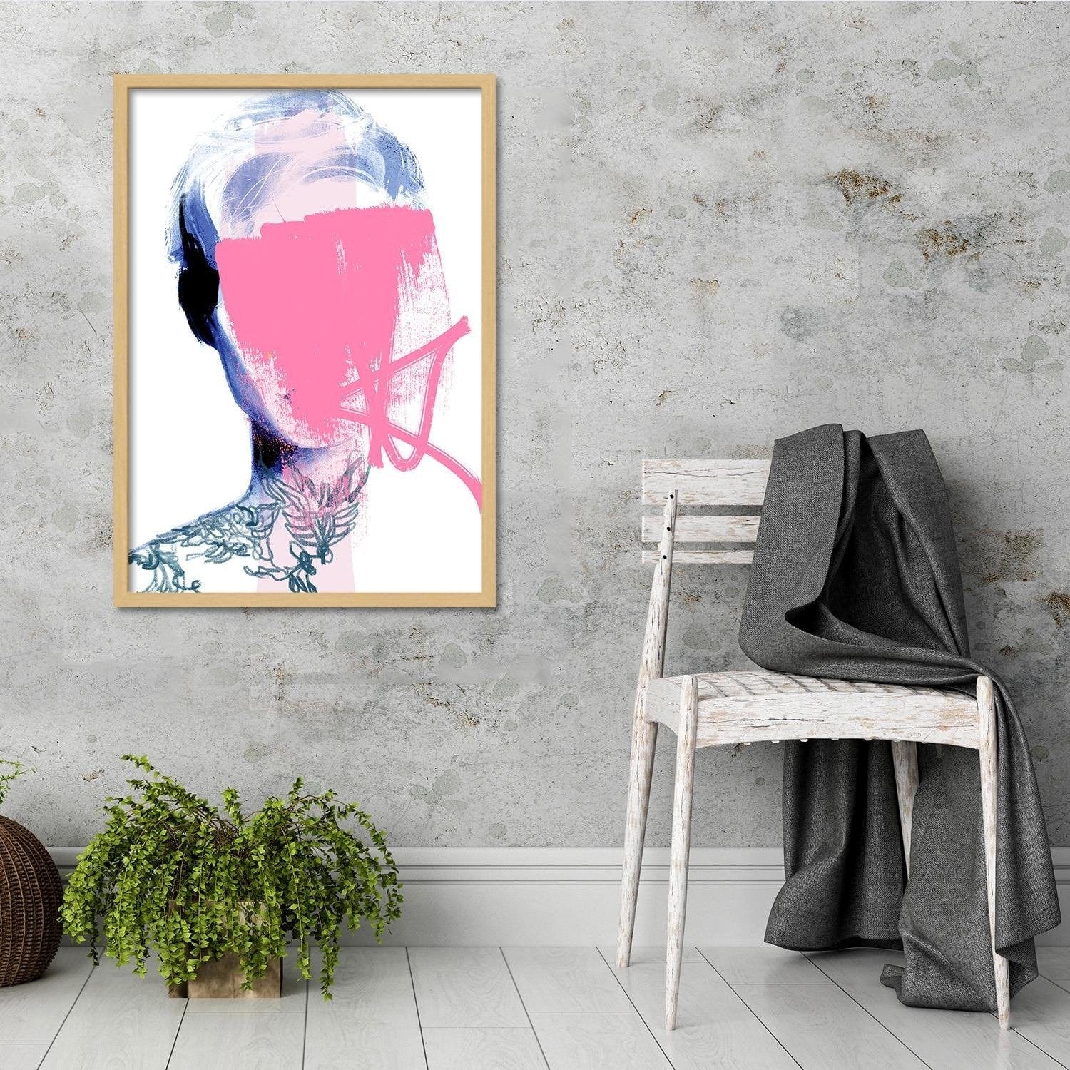 Glezna bēšā rāmī - Model Face Pink Home Trends DECO