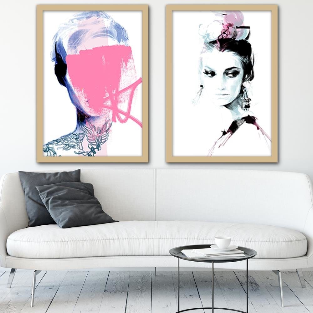 Glezna bēšā rāmī - Model Face Pink Home Trends DECO