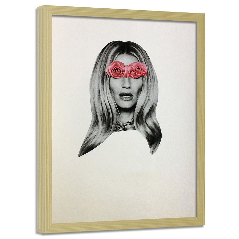 Glezna bēšā rāmī - Model Face Portrait Home Trends DECO