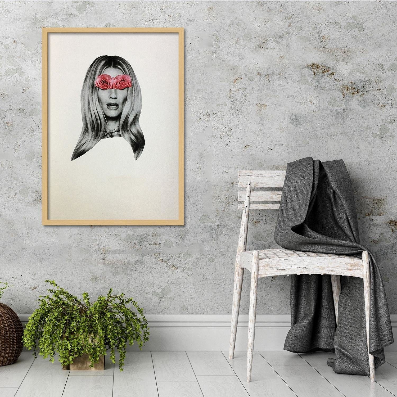 Glezna bēšā rāmī - Model Face Portrait Home Trends DECO