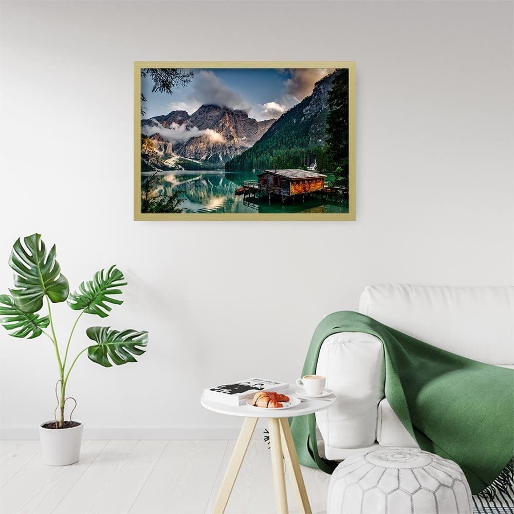 Glezna bēšā rāmī - Mountain Landscape Home Trends DECO