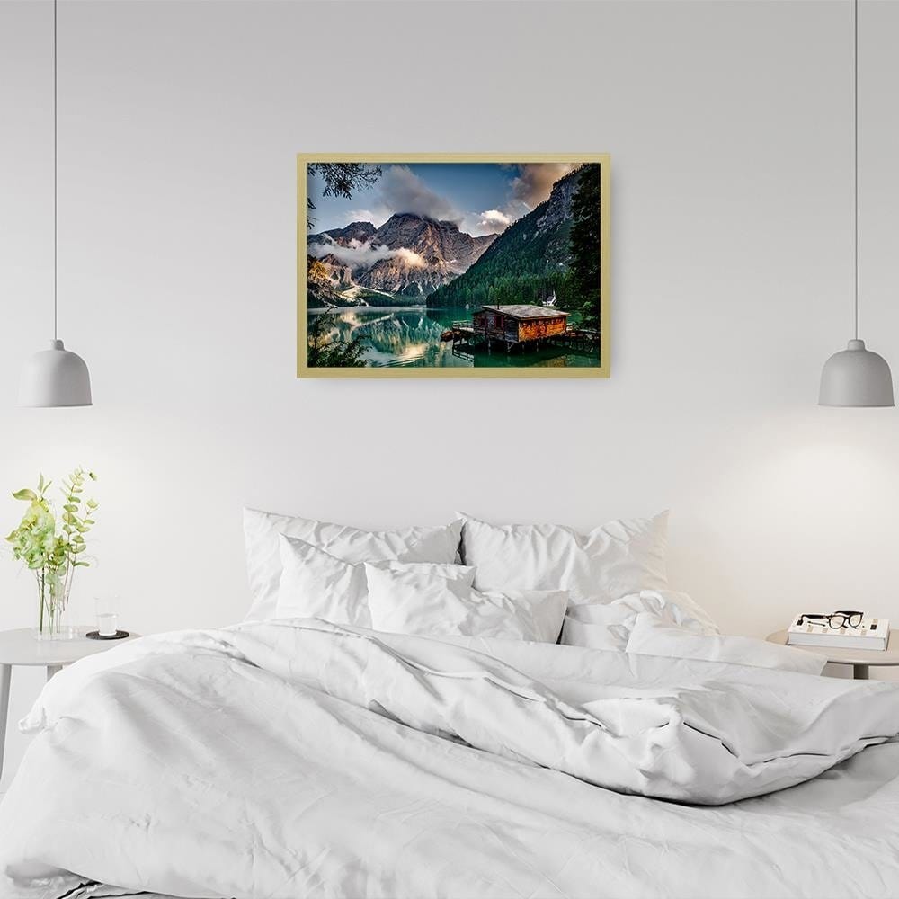 Glezna bēšā rāmī - Mountain Landscape Home Trends DECO