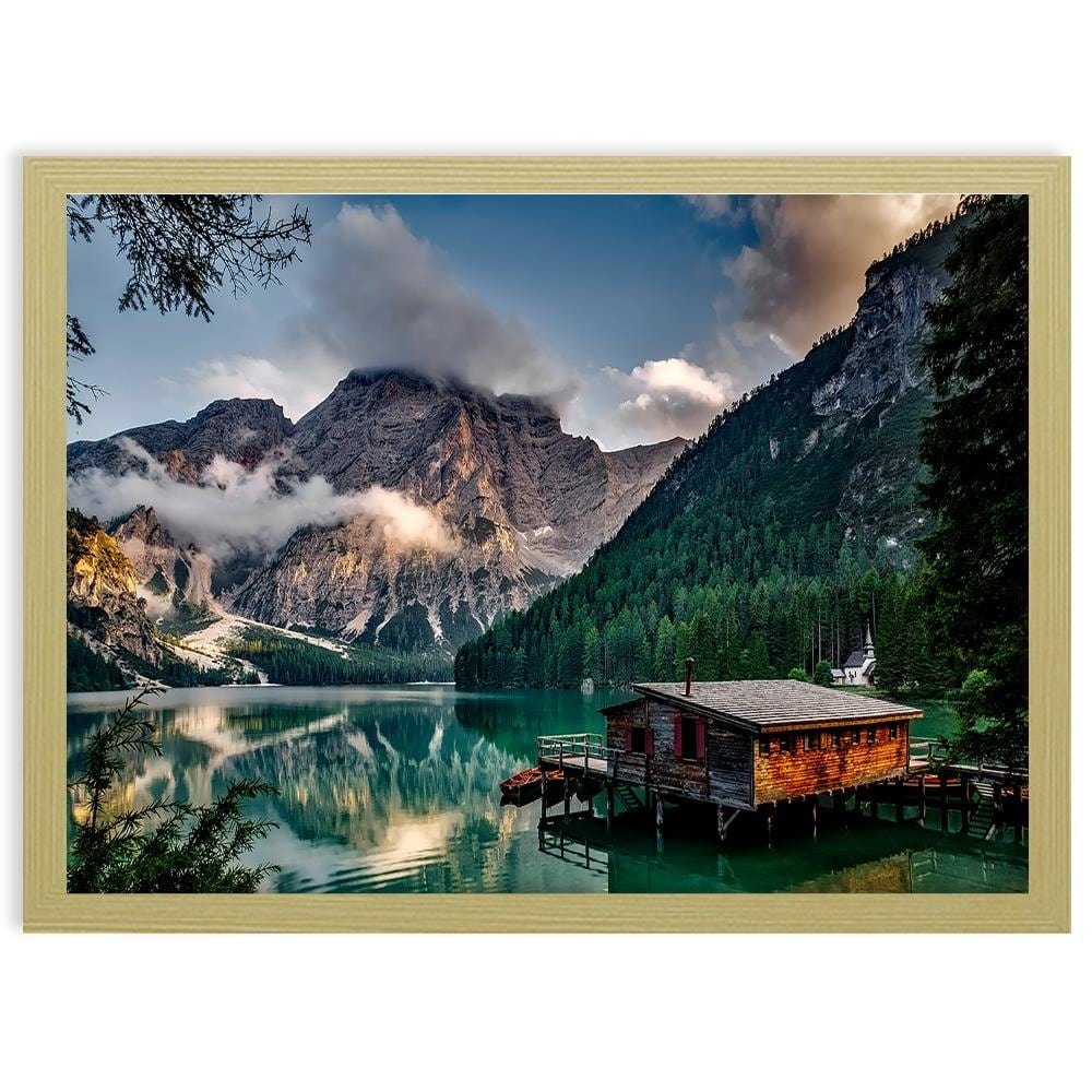 Glezna bēšā rāmī - Mountain Landscape Home Trends DECO