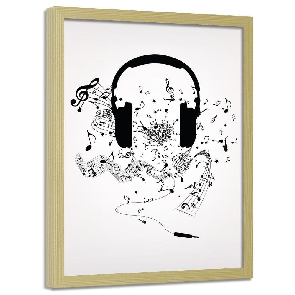 Glezna bēšā rāmī - Music Morife Image Black And White Home Trends DECO