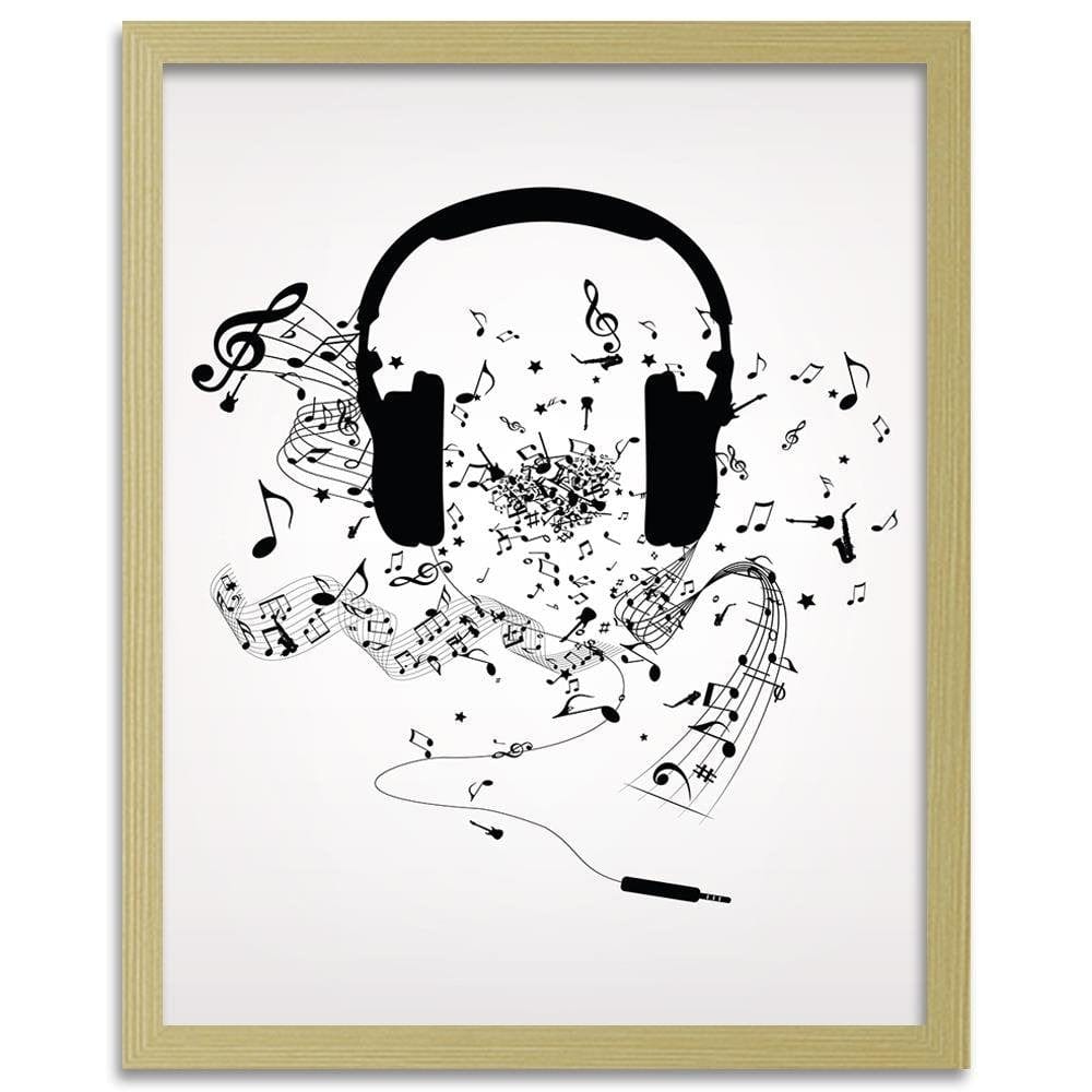 Glezna bēšā rāmī - Music Morife Image Black And White Home Trends DECO