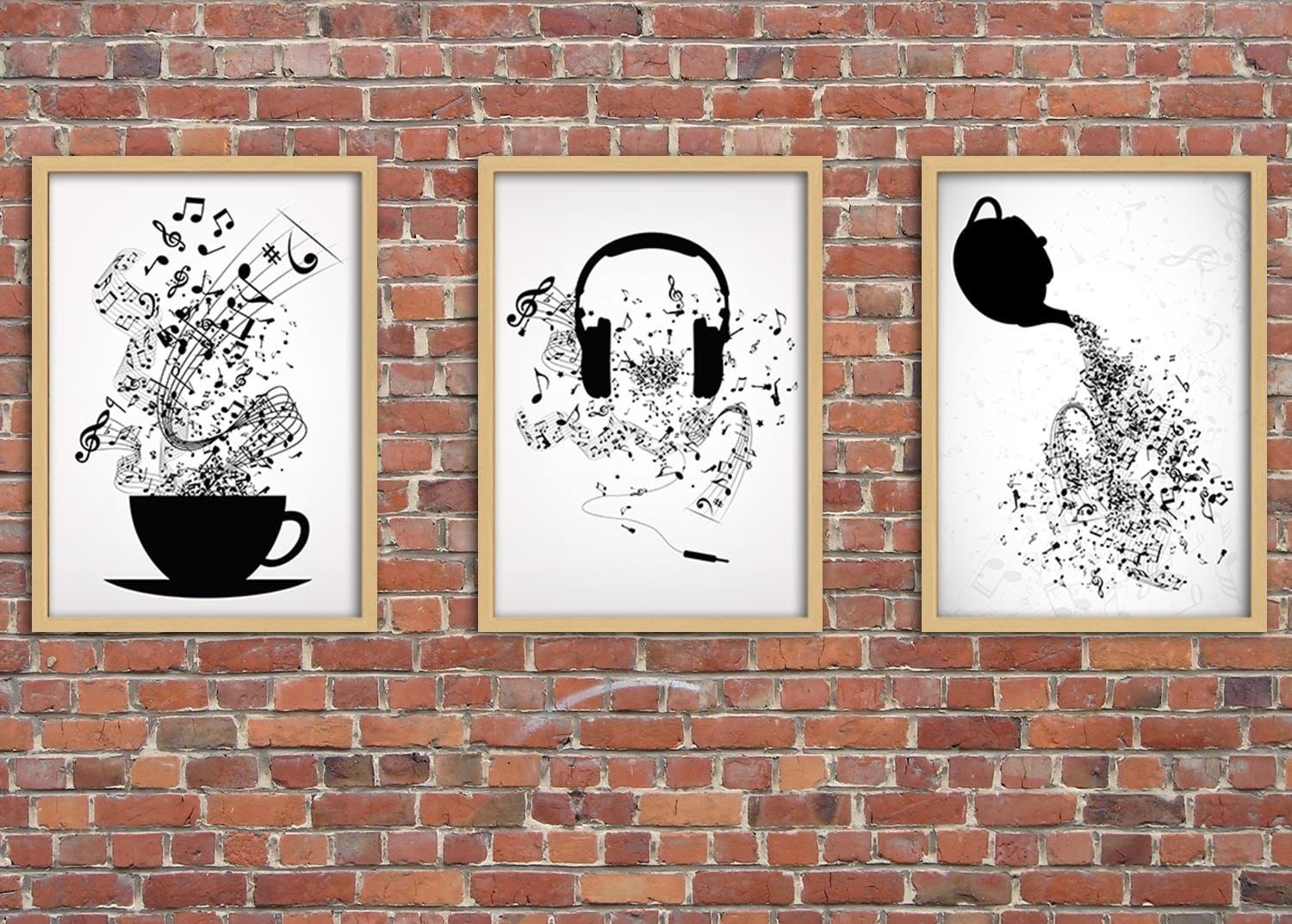 Glezna bēšā rāmī - Music Morife Image Black And White Home Trends DECO