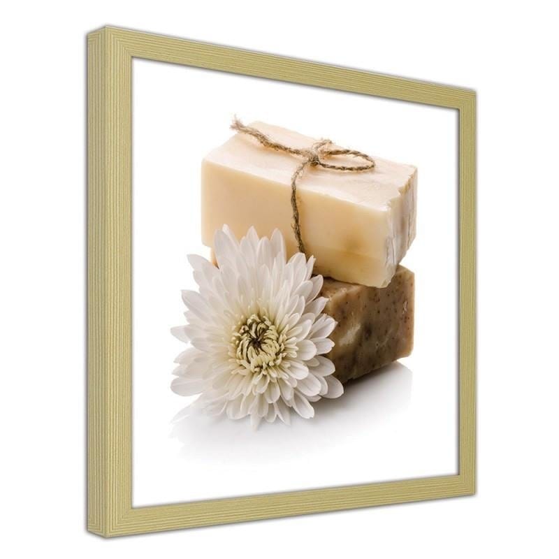 Glezna bēšā rāmī - Natural soap with a flower Home Trends DECO