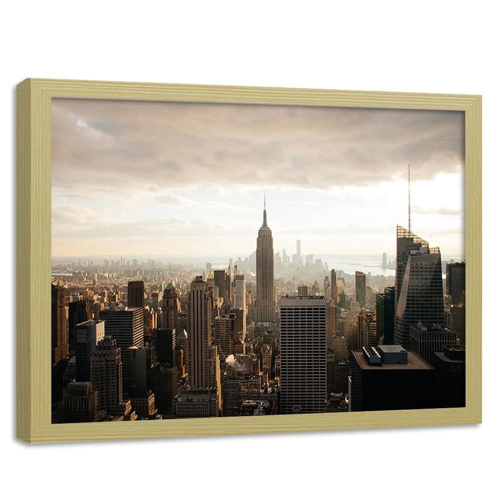 Glezna bēšā rāmī - New York City Panorama Home Trends DECO