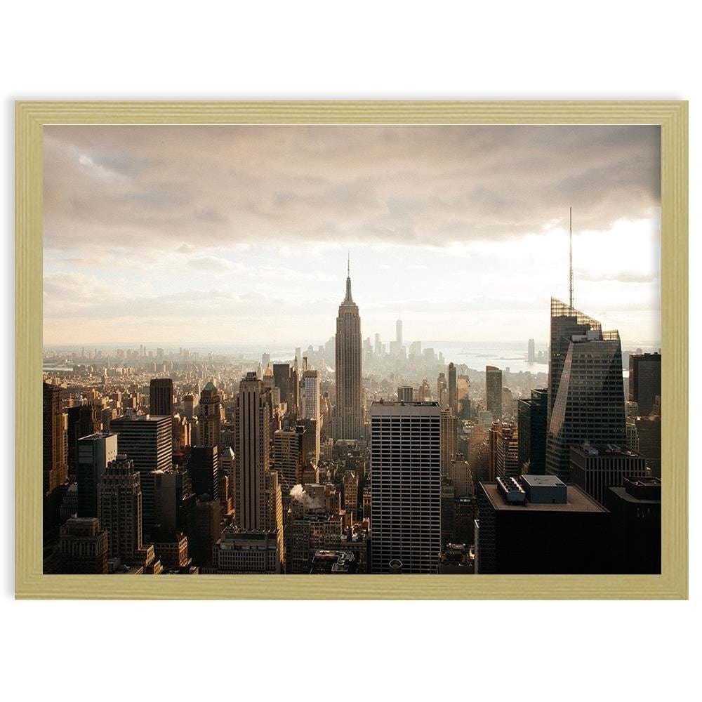 Glezna bēšā rāmī - New York City Panorama Home Trends DECO