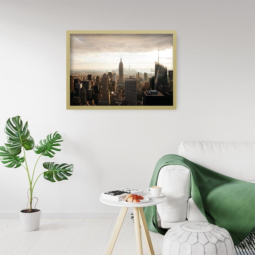 Glezna bēšā rāmī - New York City Panorama Home Trends DECO