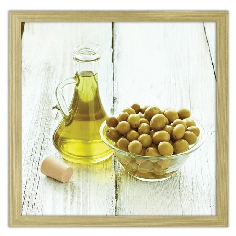 Glezna bēšā rāmī - Olives in a bowl and oil Home Trends DECO