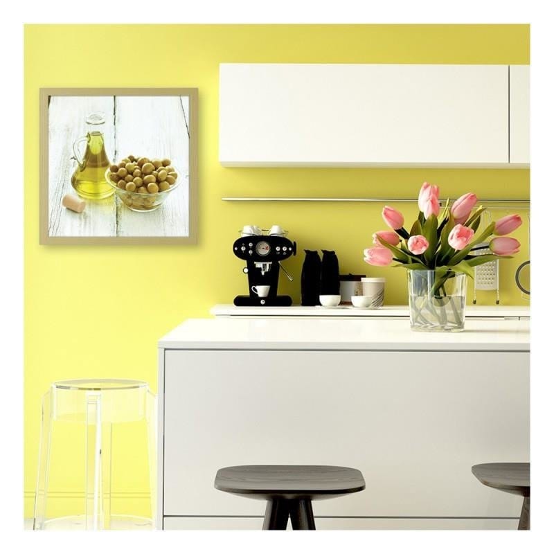 Glezna bēšā rāmī - Olives in a bowl and oil Home Trends DECO