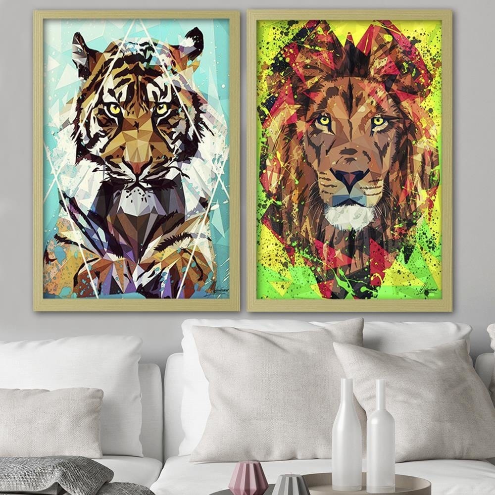 Glezna bēšā rāmī - Painted Tiger Home Trends DECO