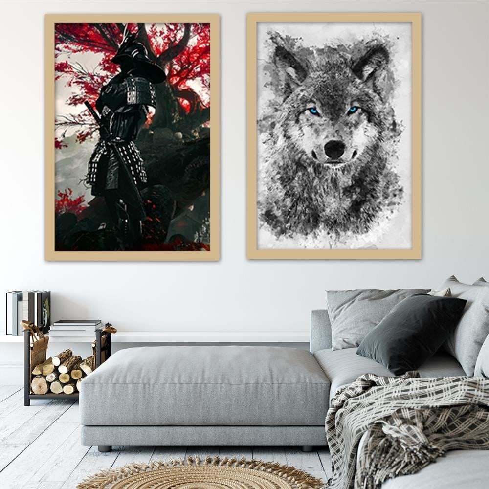 Glezna bēšā rāmī - Painted Wolf Home Trends DECO