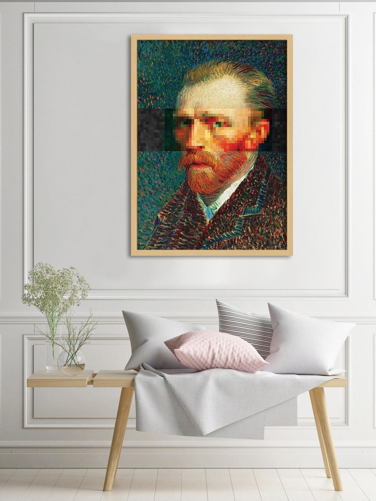 Glezna bēšā rāmī - Painter Self-Portrait Image Blue Home Trends DECO