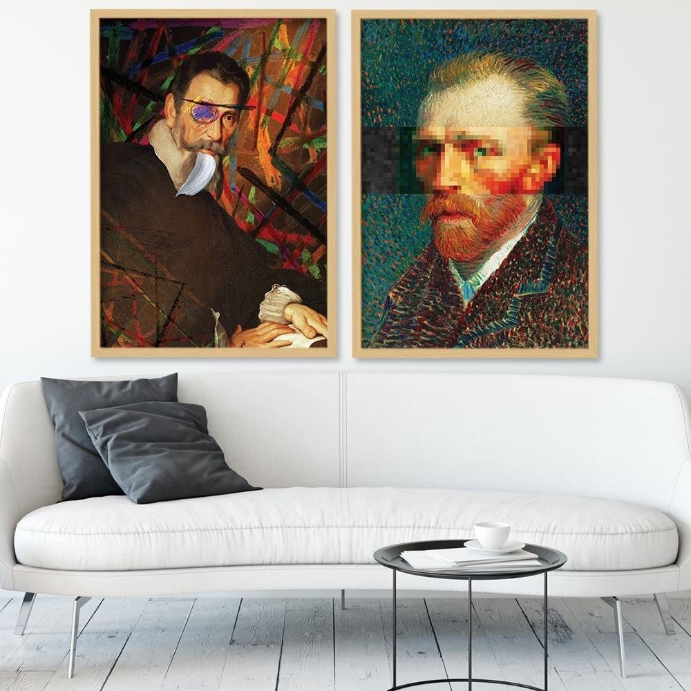 Glezna bēšā rāmī - Painter Self-Portrait Image Blue Home Trends DECO