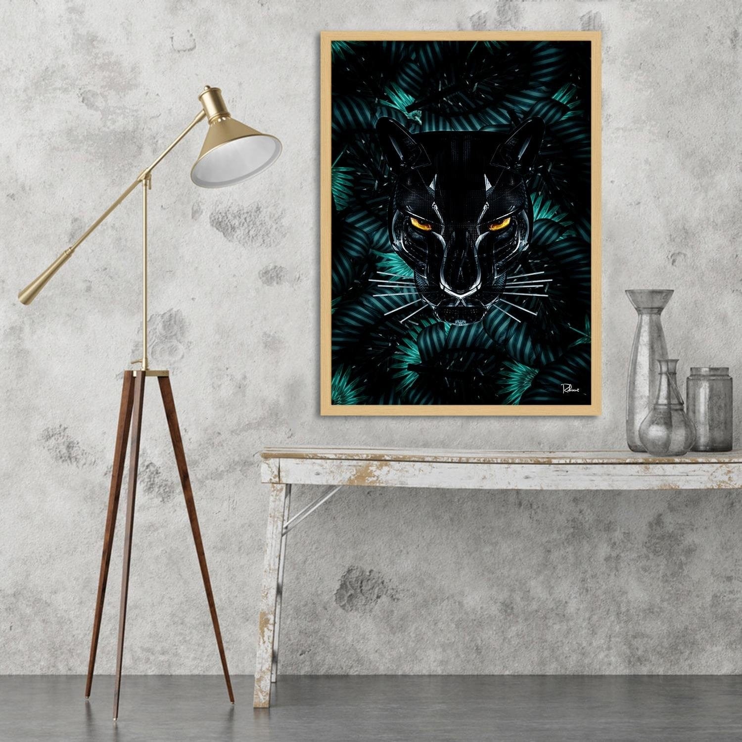 Glezna bēšā rāmī - Panther Modern Black Home Trends DECO
