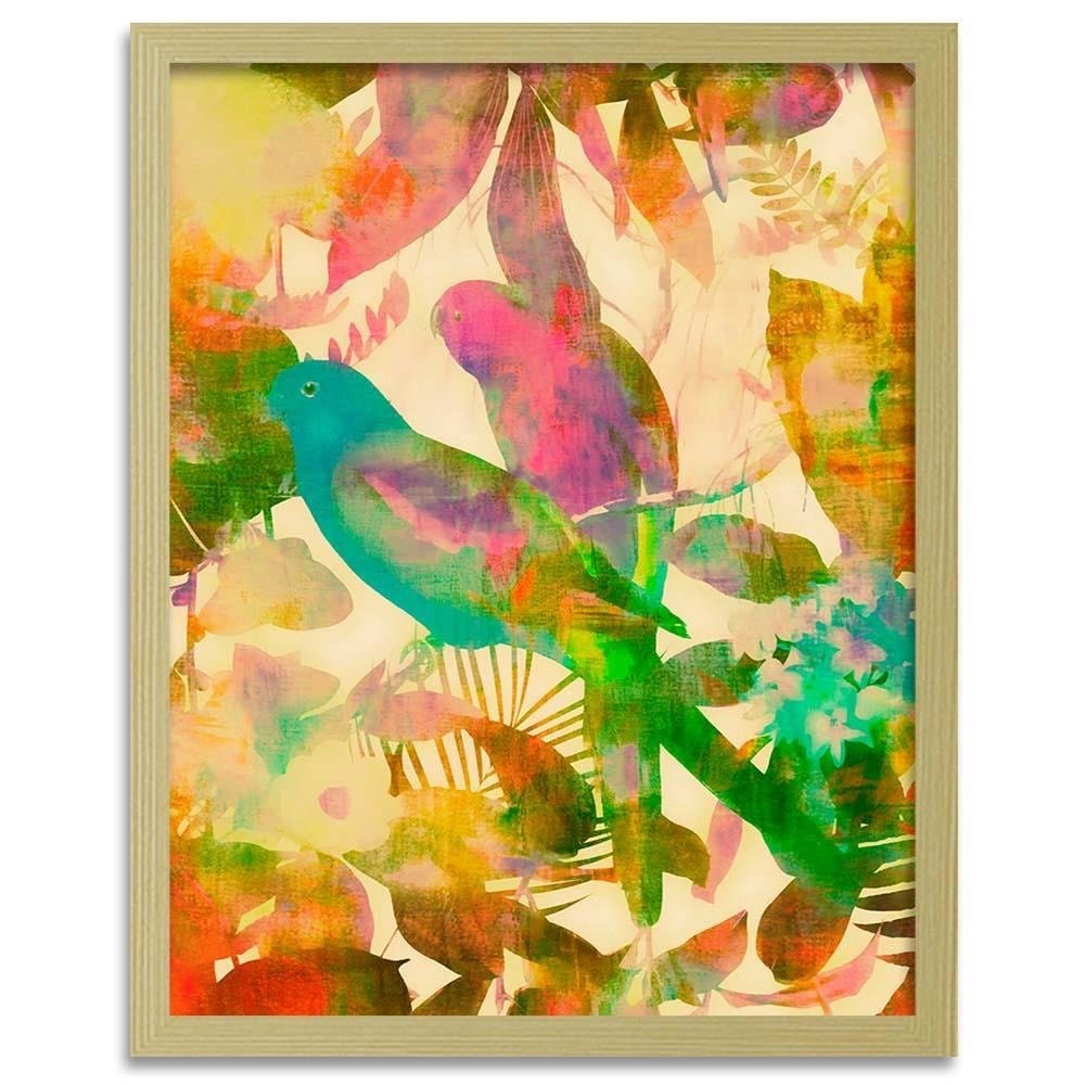 Glezna bēšā rāmī - Parrot In The Leaves Home Trends DECO