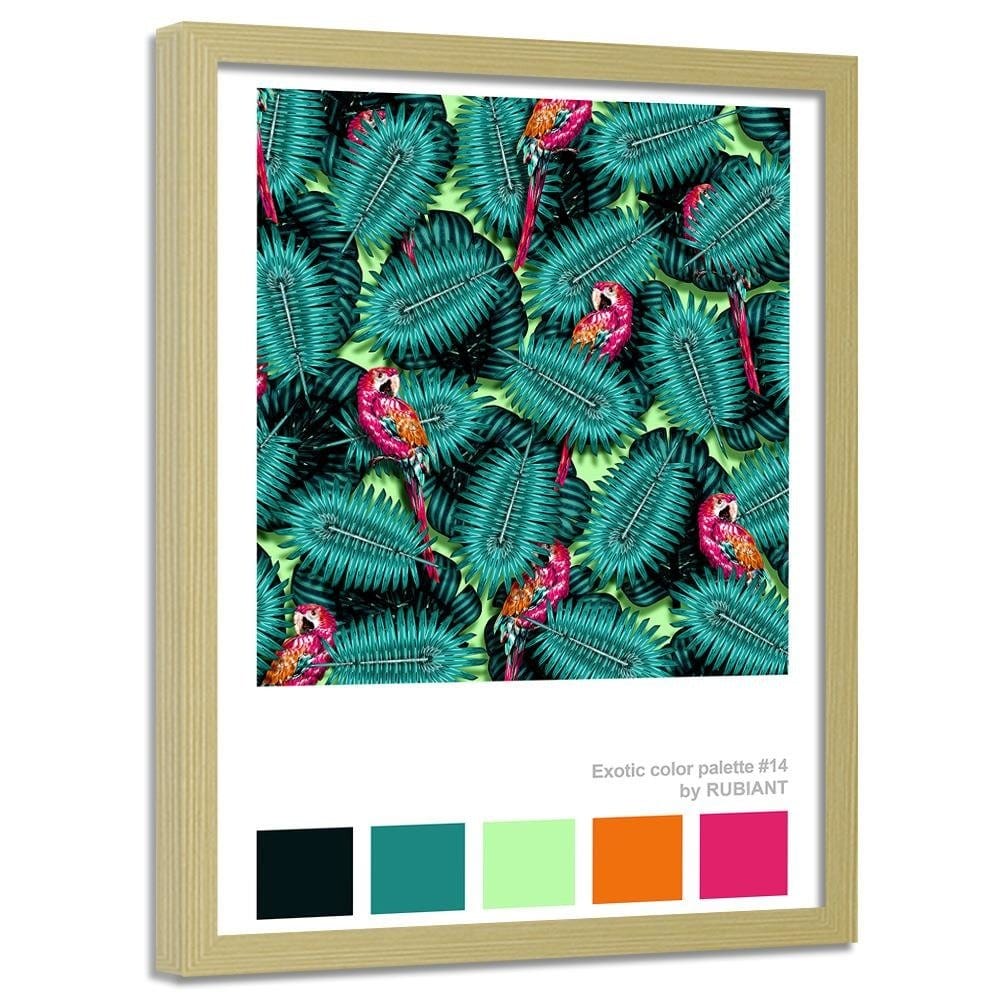 Glezna bēšā rāmī - Parrots Green 28x39 Cm Home Trends DECO