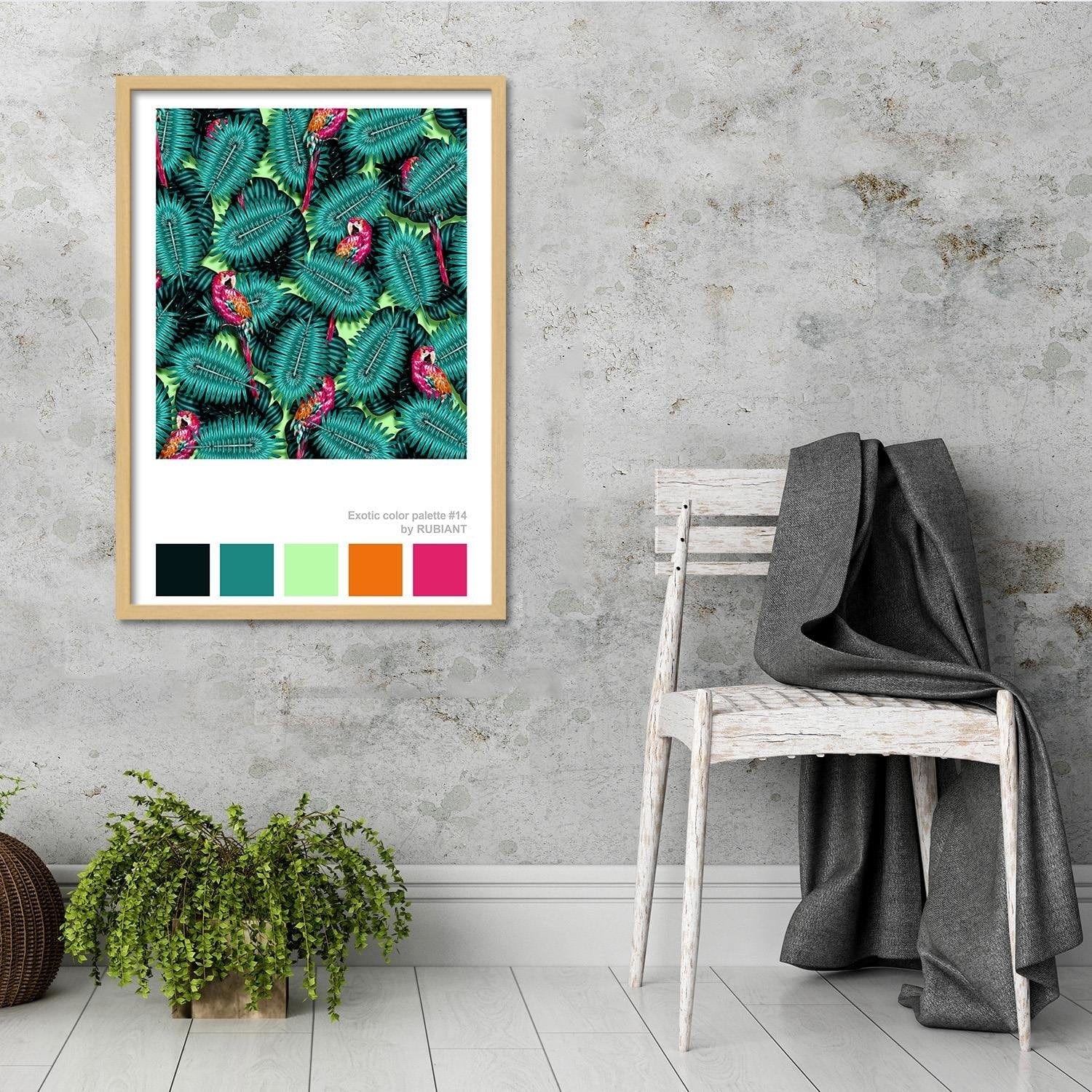 Glezna bēšā rāmī - Parrots Green 28x39 Cm Home Trends DECO