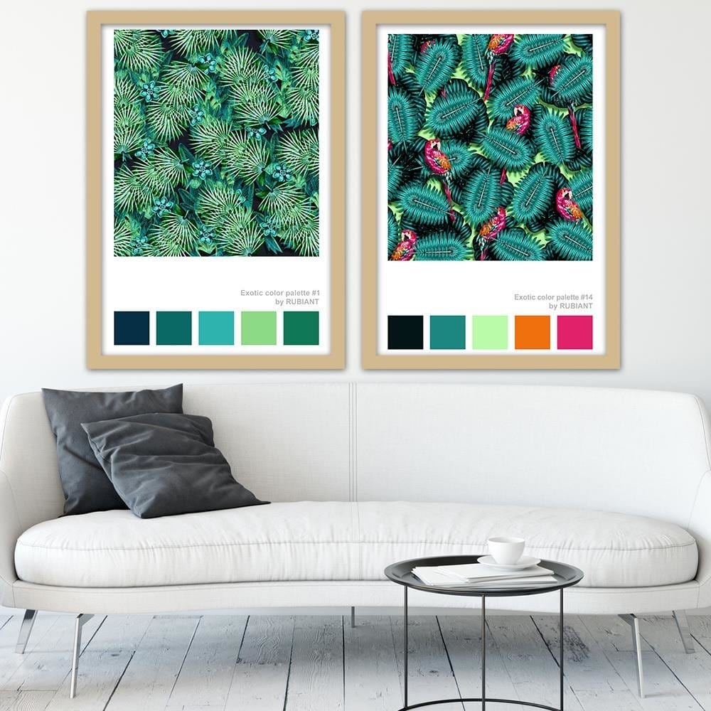 Glezna bēšā rāmī - Parrots Green 28x39 Cm Home Trends DECO