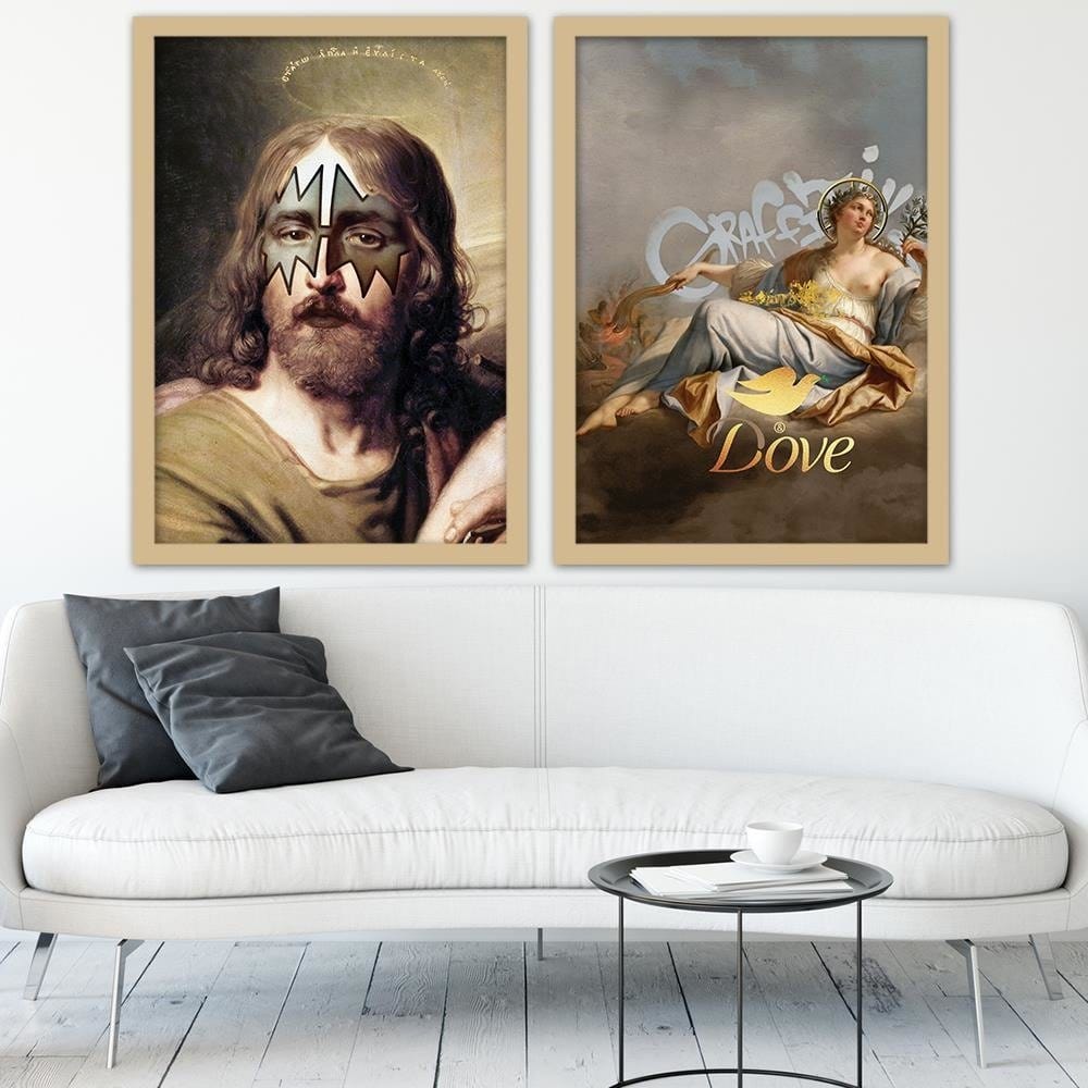Glezna bēšā rāmī - Peace And Love Home Trends DECO