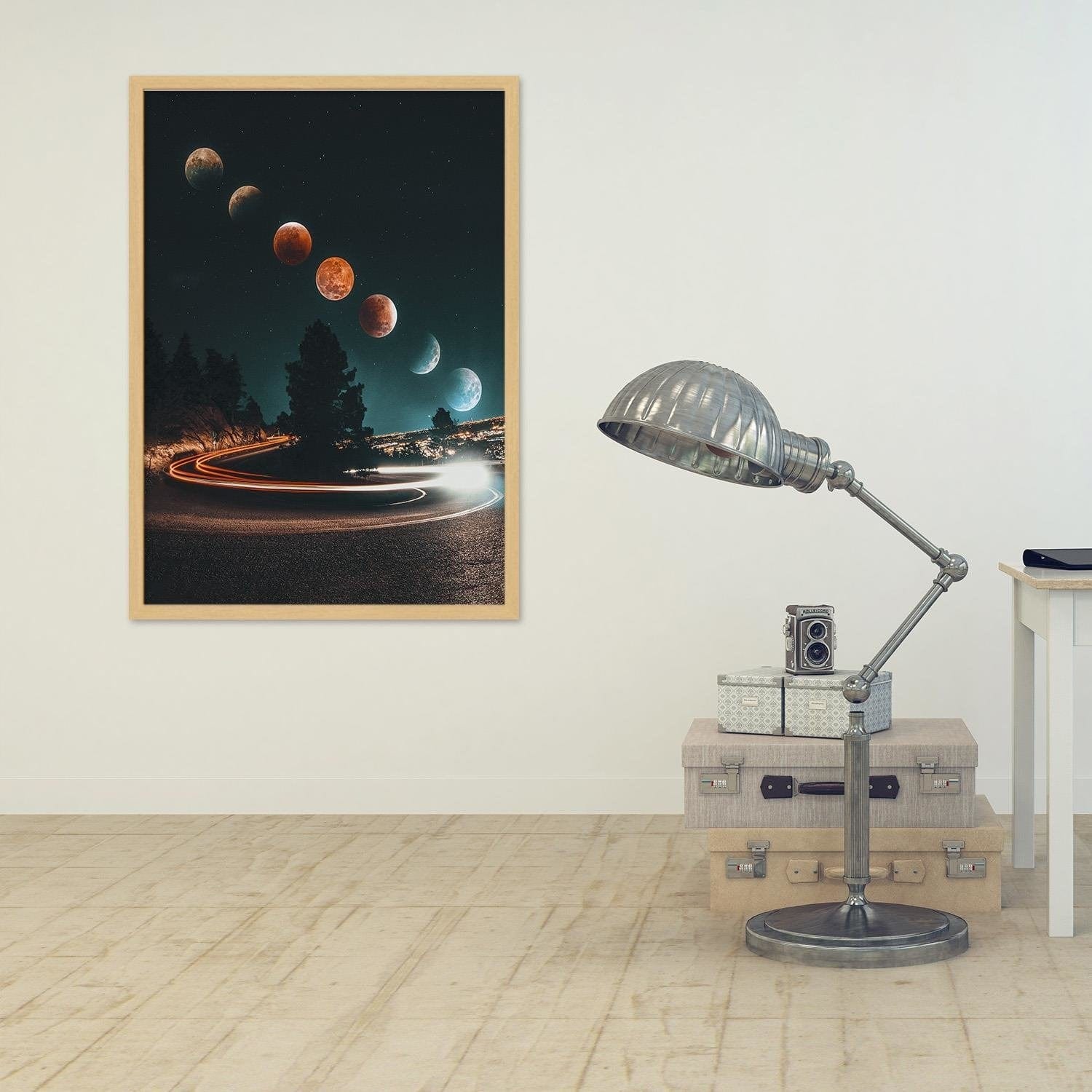 Glezna bēšā rāmī - Phases Of The Moon And The Lights Home Trends DECO