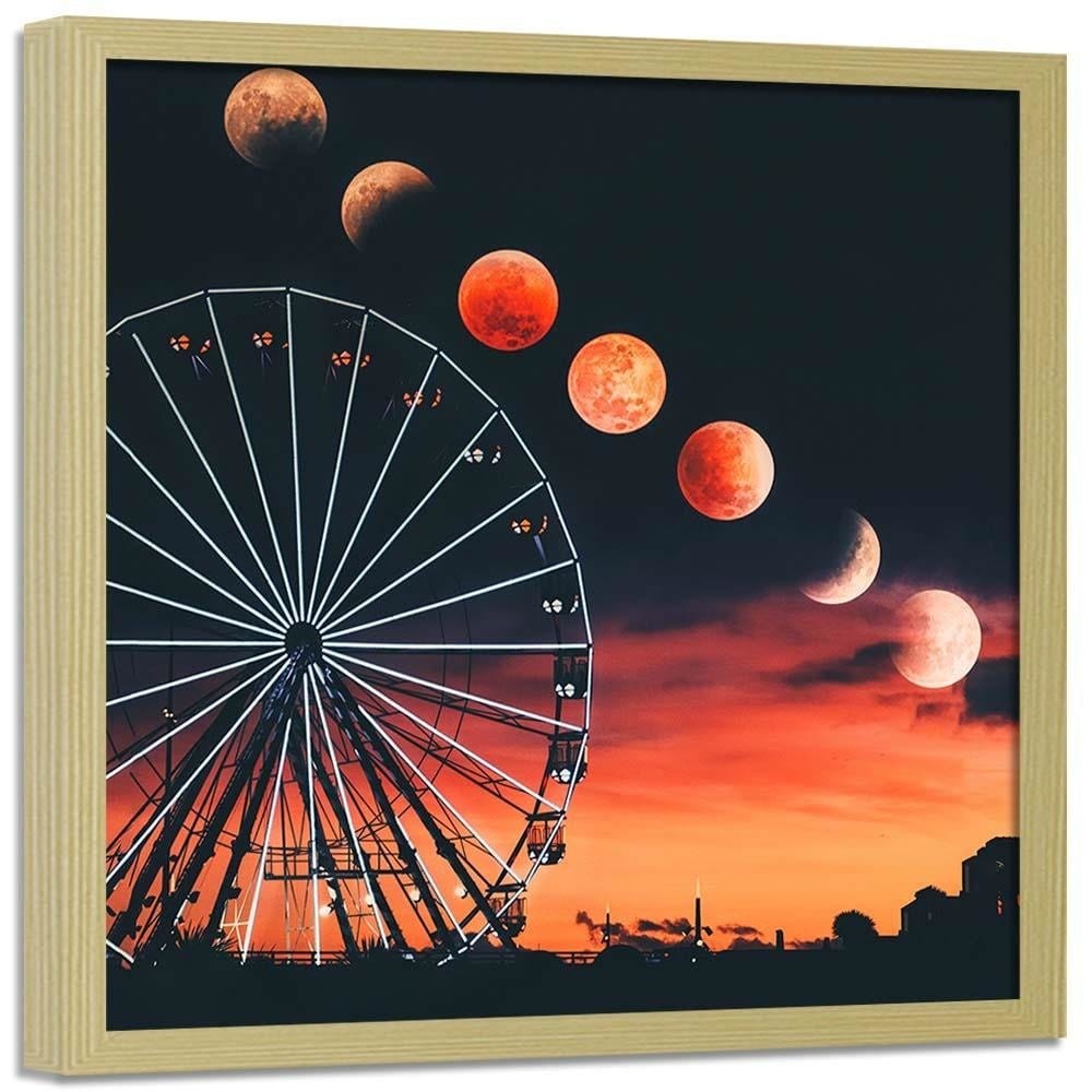 Glezna bēšā rāmī - Phases Of The Moon Over The Ferris Wheel Home Trends DECO