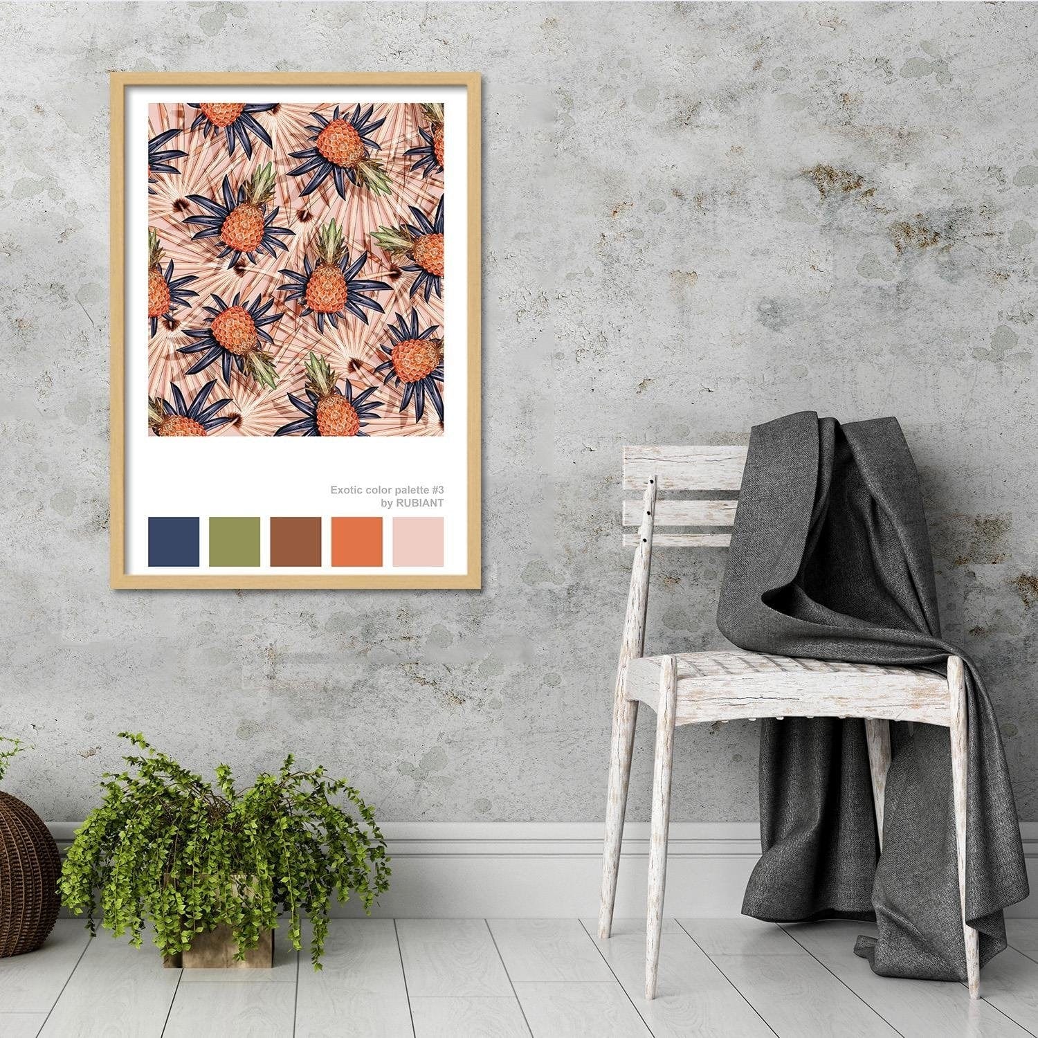 Glezna bēšā rāmī - Pineapple Brown Home Trends DECO