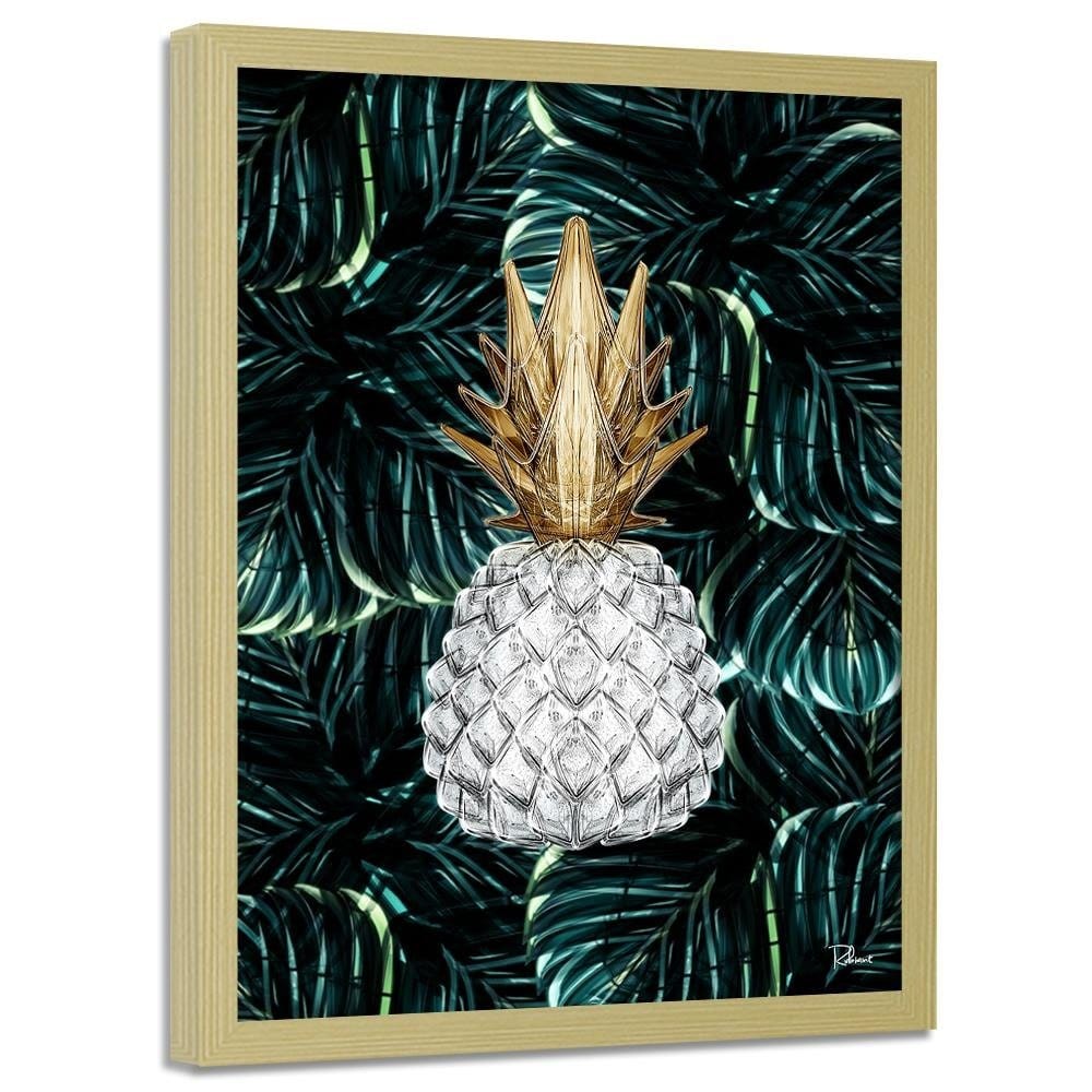 Glezna bēšā rāmī - Pineapple Image Tropical Green Home Trends DECO